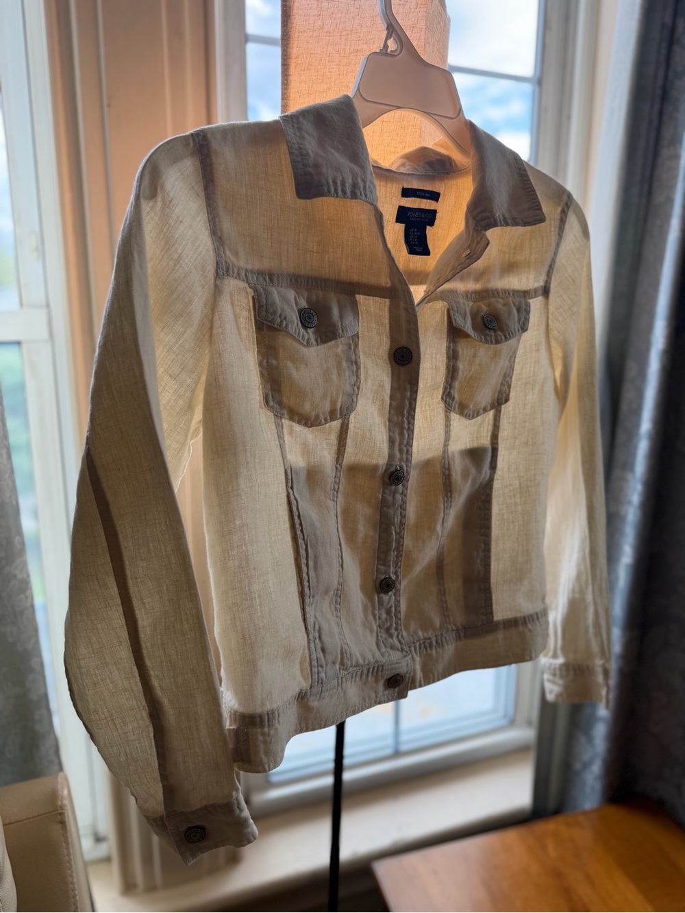 Jones New york  Off-White Linen-Blend Jean Jacket